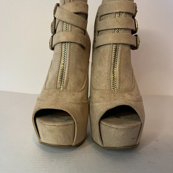 Gorgeous Zigi Soho Sincere Tan Faux Suede Bootie Open Toe Booties 8.5 - Picture 6 of 8